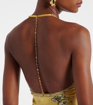 Robe midi en satin de soie à fleurs | Camilla