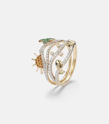 Set de 2 bagues La Plage et Sous L'Eau en or 9 ct et pierres précieuses | Yvonne Léon