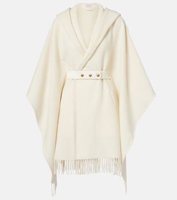 Belted fringed virgin wool cape | Moncler