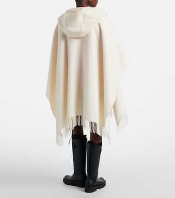 Belted fringed virgin wool cape | Moncler