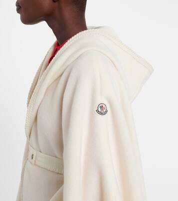 Belted fringed virgin wool cape | Moncler