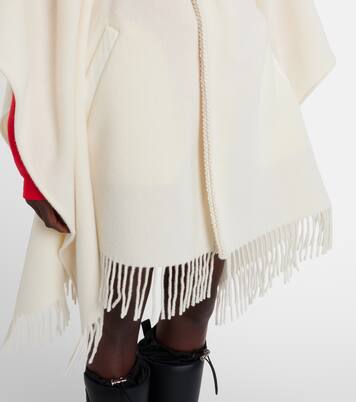 Belted fringed virgin wool cape | Moncler