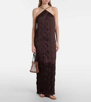 Akari plissé halterneck maxi dress | Staud