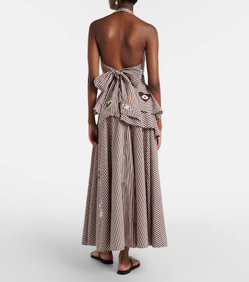 Sirocco刺绣条纹棉质加长半身裙 | Alémais