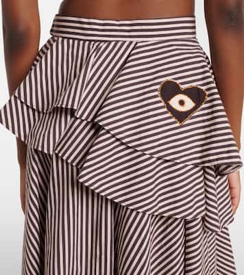 Sirocco刺绣条纹棉质加长半身裙 | Alémais