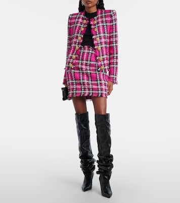 Checked cotton and wool-blend tweed jacket | Balmain