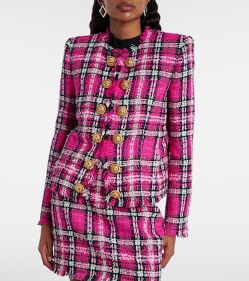Checked cotton and wool-blend tweed jacket | Balmain