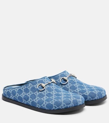 Horsebit GG denim mules | Gucci