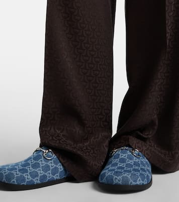 Horsebit GG denim mules | Gucci
