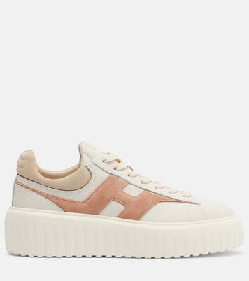 H-Stripes leather and suede sneakers | Hogan