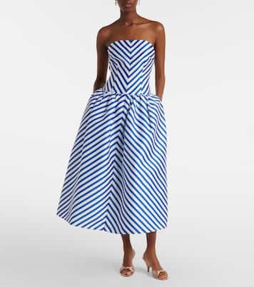 Striped taffeta bustier dress | Self-Portrait
