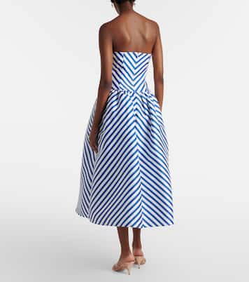 Striped taffeta bustier dress | Self-Portrait