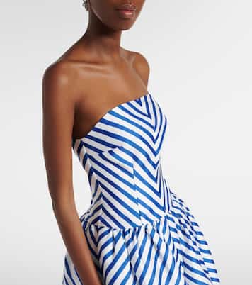Striped taffeta bustier dress | Self-Portrait