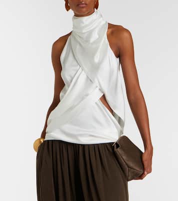 Draped halterneck silk top | Balmain