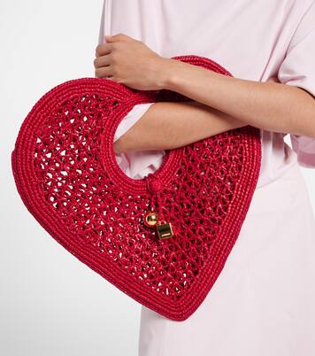Spiaggia Cœur Small raffia top-handle bag | Jacquemus