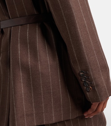Belted pinstriped virgin wool blazer | Brunello Cucinelli