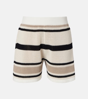 Shorts calados de algodón a rayas | Brunello Cucinelli