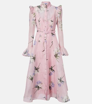 Katrina floral linen and silk midi dress | Leo Lin