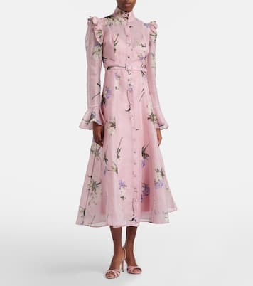 Katrina floral linen and silk midi dress | Leo Lin
