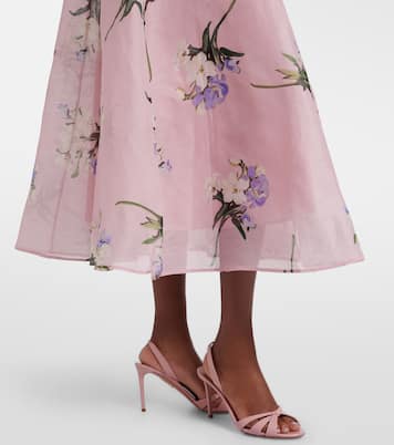 Katrina floral linen and silk midi dress | Leo Lin