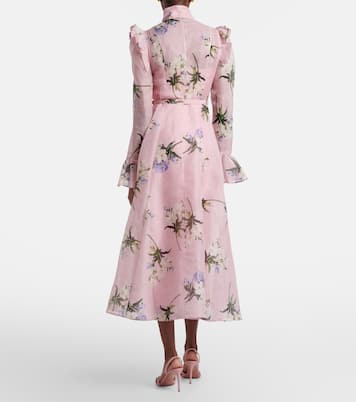 Katrina floral linen and silk midi dress | Leo Lin