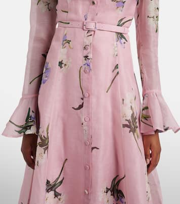 Katrina floral linen and silk midi dress | Leo Lin