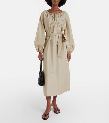 Belted cotton poplin midi dress | Vince