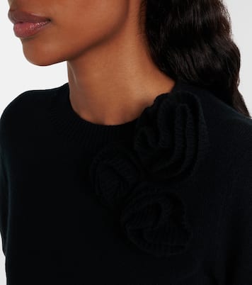 Pullover aus Wolle und Kaschmir mit floraler Applikation | Jardin des Orangers