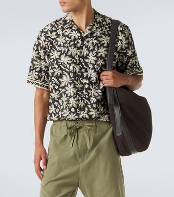 Printed cotton and silk bowling shirt | Commas