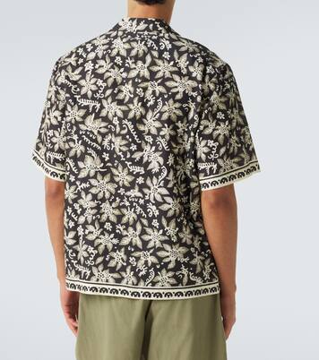Printed cotton and silk bowling shirt | Commas