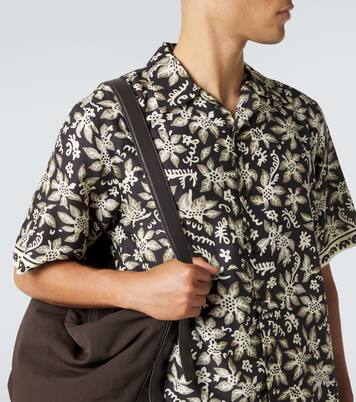 Printed cotton and silk bowling shirt | Commas