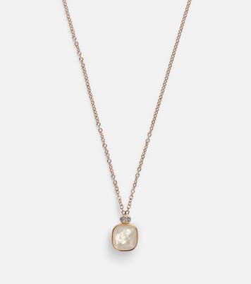 Nudo 18kt rose and white gold necklace with topaz, mother-of-pearl, and diamonds | Pomellato