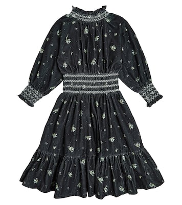 Kara floral shirred corduroy dress | C'era Una Volta