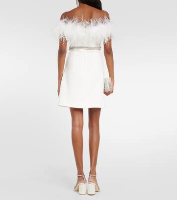 Robe de mariée Blanche en crêpe à plumes | Rebecca Vallance