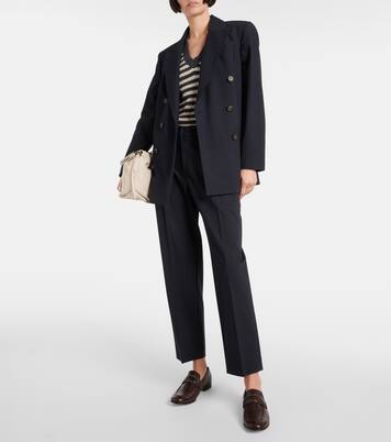 Double-breasted wool-blend blazer | Brunello Cucinelli