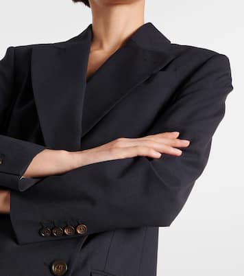 Double-breasted wool-blend blazer | Brunello Cucinelli