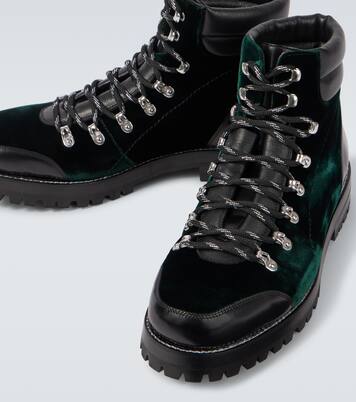 Janka leather-trimmed velvet combat boots | Manolo Blahnik