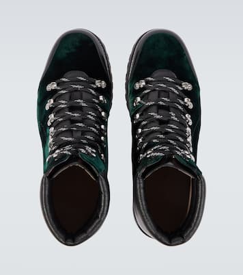 Janka leather-trimmed velvet combat boots | Manolo Blahnik