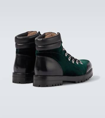 Janka leather-trimmed velvet combat boots | Manolo Blahnik
