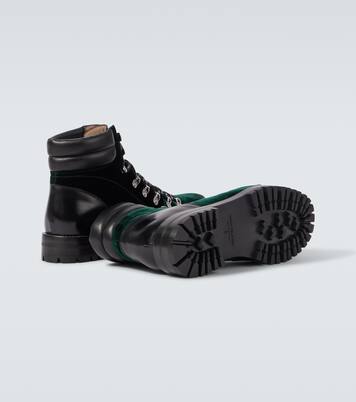 Janka leather-trimmed velvet combat boots | Manolo Blahnik