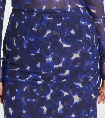 Printed gathered jersey midi skirt | Dries Van Noten
