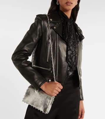 Spiked metallic leather crossbody bag | Christian Louboutin