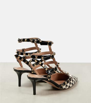 Rockstud 65 leather-trimmed tweed pumps | Valentino Garavani