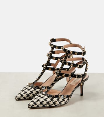 Rockstud 65 leather-trimmed tweed pumps | Valentino Garavani