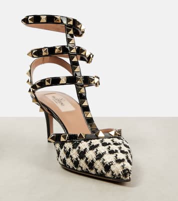 Rockstud 65 leather-trimmed tweed pumps | Valentino Garavani