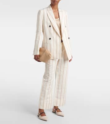 Monili striped linen and cotton chinos | Brunello Cucinelli