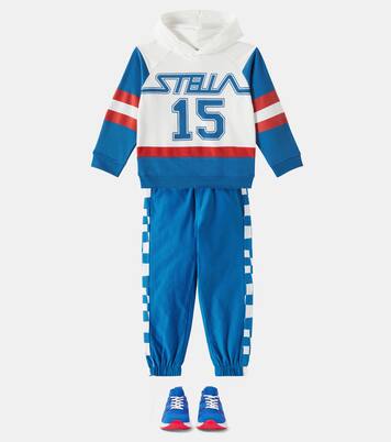 Logo striped cotton jersey hoodie | Stella McCartney Kids