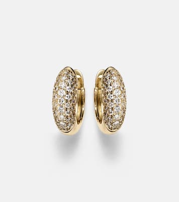 Puffy 14kt gold hoop earrings with diamonds  | Sydney Evan