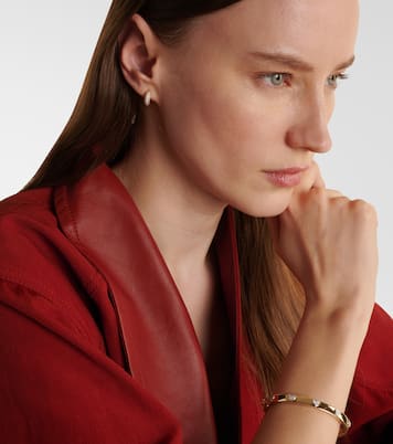 Puffy 14kt gold hoop earrings with diamonds  | Sydney Evan