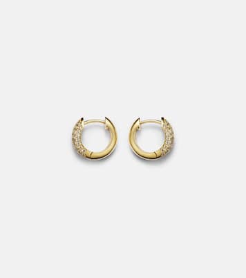 Puffy 14kt gold hoop earrings with diamonds  | Sydney Evan